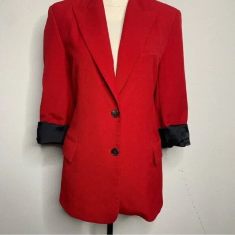 Zara Dark Red Single Breasted Blazer